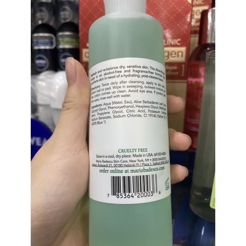 Toner da khô, nhạy cảm Mario Badescu Aloe Vera 236ml