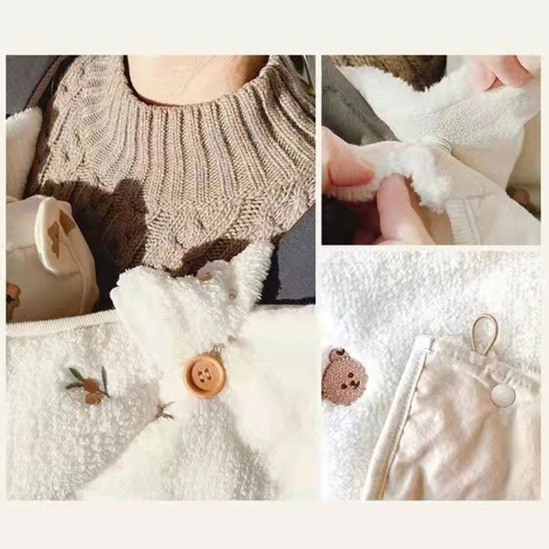 Áo Choàng Poncho Giữ Ấm Mùa Đông Thêu Họa Tiết Xinh Xắn Cho Bé Sơ Sinh