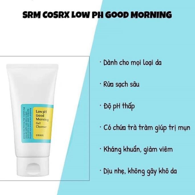 [TUÝP XANH] Sữa Rửa Mặt Dạng Gel Chiết Xuất Từ Dầu Cây Trà Cosrx Low PH Good Morning Gel Cleanser 150 ml