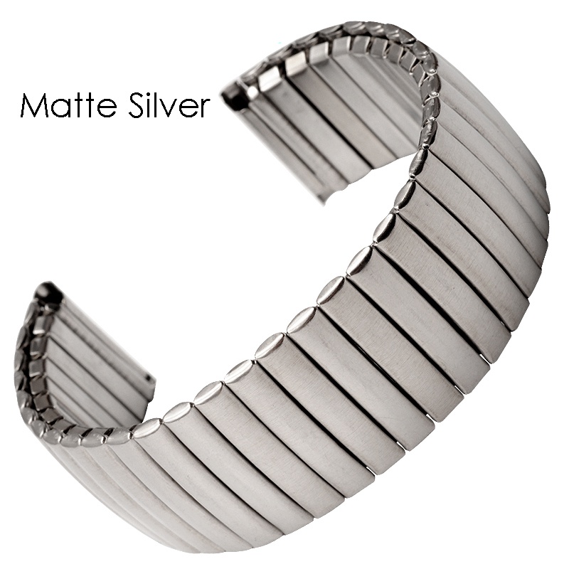 Dây Đeo Đồng Hồ Bằng Thép Không Gỉ Co Giãn Màu Bạc/Đen Bóng 20mm 22mm
