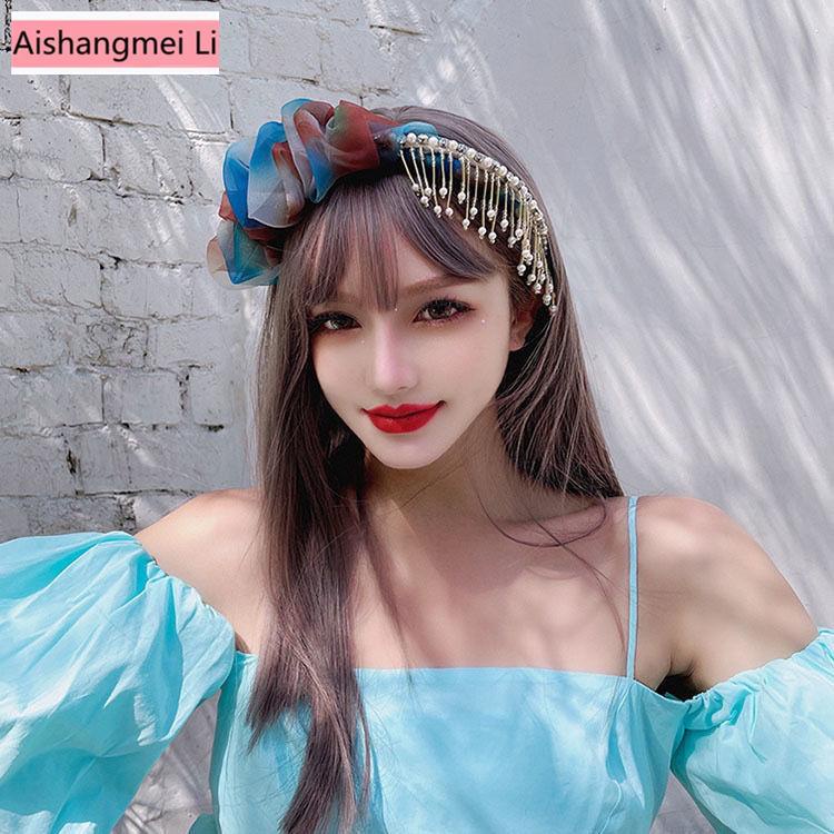 [Aishang Xinh Đẹp] Kẹp Tóc Dạng Xếp Nếp Bong Bóng Lớn Dát Kim Cương Giả Đính Ngọc Trai Thời Trang Phương Tây Dễ Phối Đồ Ngọt Ngào Cho Nữ