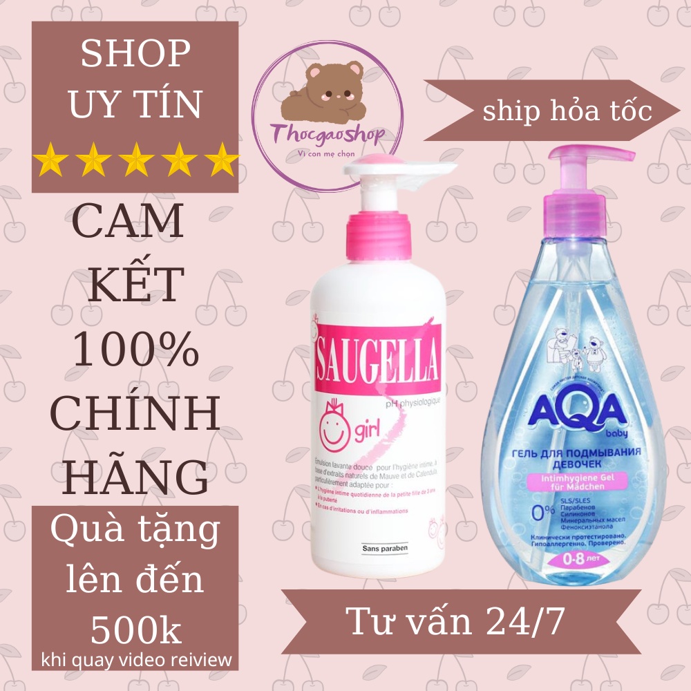 Dung dịch vệ sinh bé gái Aqua và Saugella