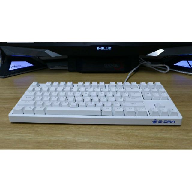 Phím cơ E-Dra EK387 White Ice case trắng/ led xanh cực chất version 2021 (Blue/ Brown/ Red Switch) BH 2 năm