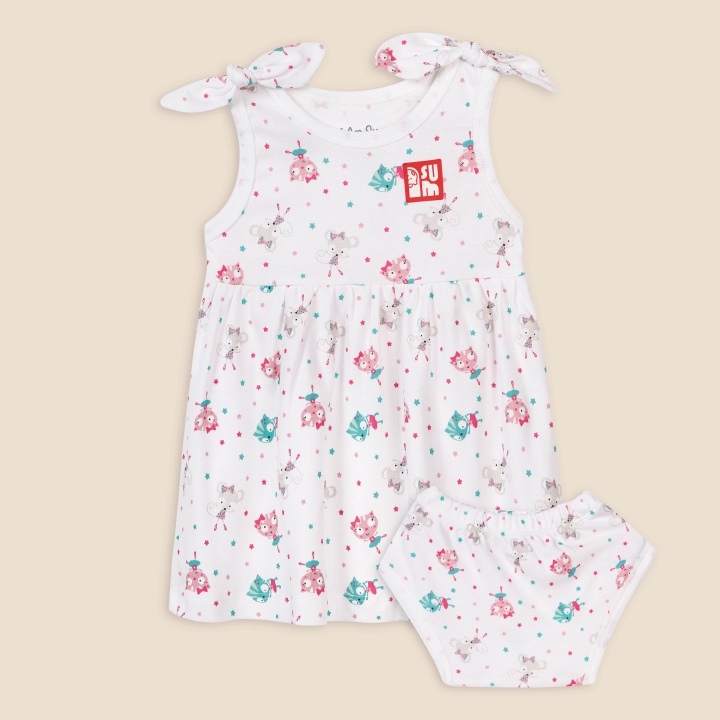 Bộ váy cho bé gái IAMSU bộ đồ bé gái vải cotton organic nhập Hàn, thấm hút tốt, độ bền cao