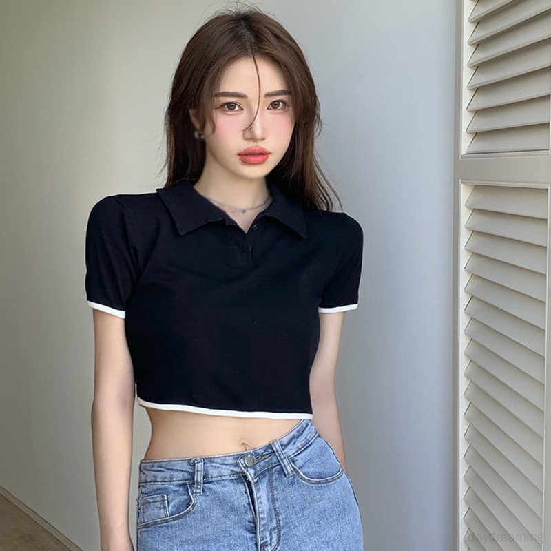 Áo Thun Tay Ngắn Hở Lưng Phong Cách Hàn Quốc Dành Cho Nữ