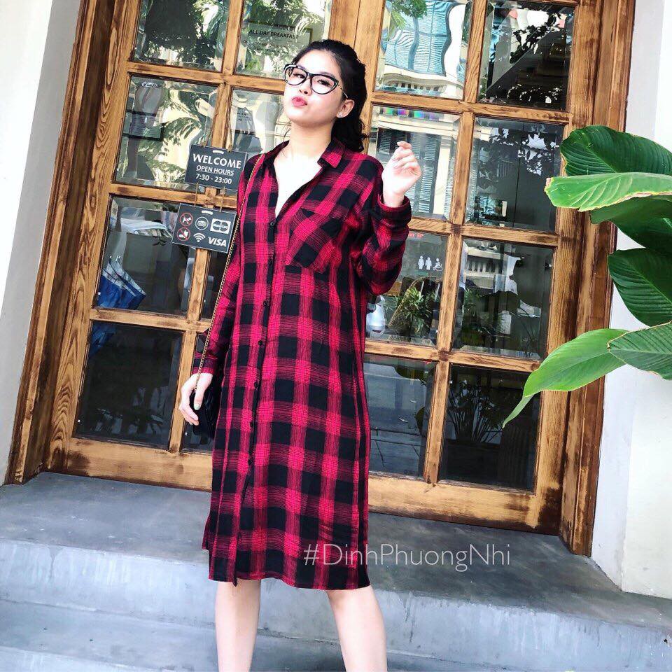 Đầm xuông kẻ dáng dài bầu béo bon chen thoải mái nhé! | BigBuy360 - bigbuy360.vn