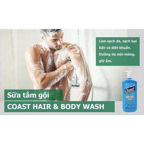 Sữa tắm gội nam Coast Hair & Body Wash Classic Scent 946ml