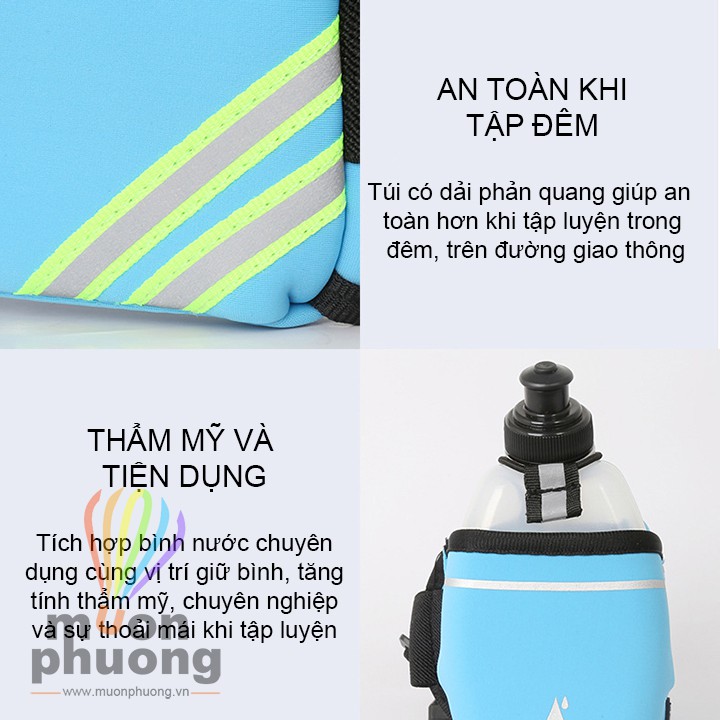 Túi đeo hông chạy bộ thể thao có ngăn đựng bình chai nước
