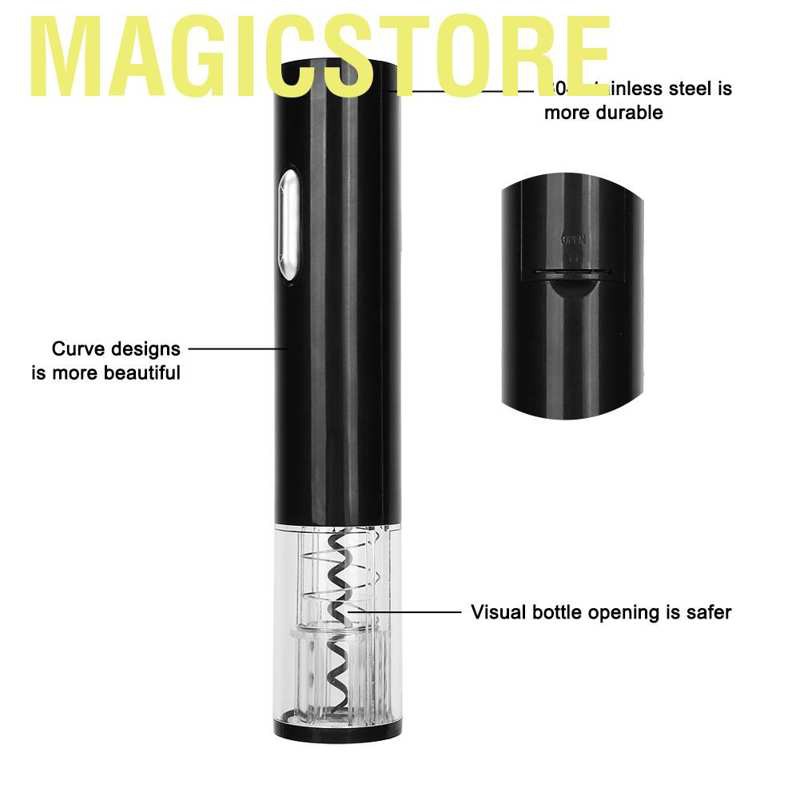 Magicstore Corkscrew Electric Red Wine Opener Labor‑Saving Low Noise Automatic Bottle Lovers Gift Set for Home Wedding Party Black