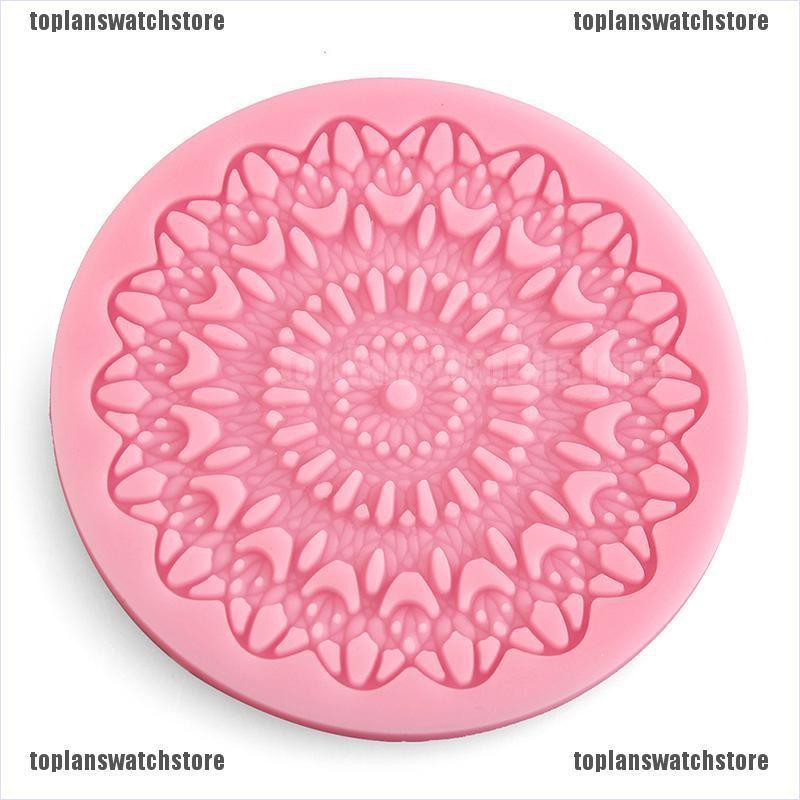 Khuôn Silicone Làm Bánh Cupcake / Sô Cô La Hình Tròn Họa Tiết Ren Hoa DIY