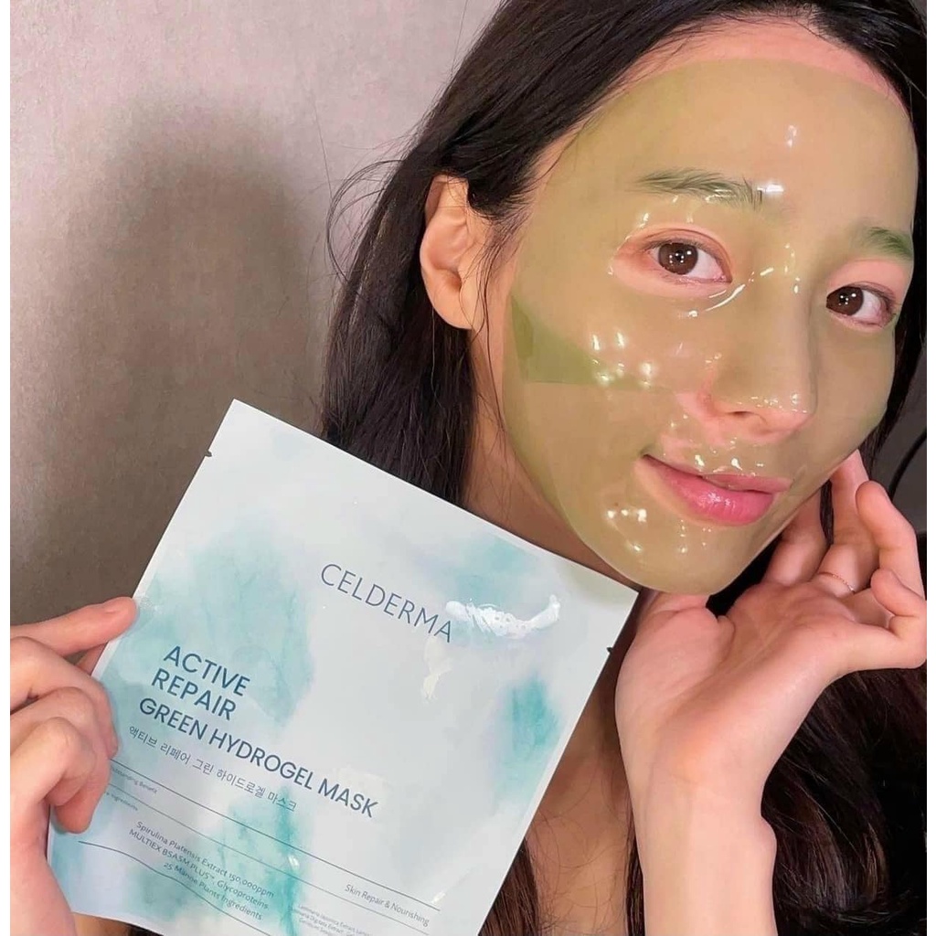 Celderma Active Repair Green Hydrogel Mask - Mặt Nạ Thạch Tảo Xoắn