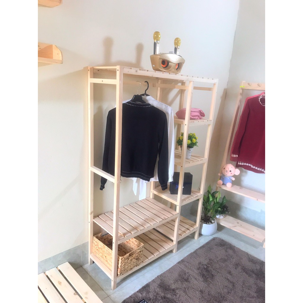 Kệ Treo Quần Áo Gỗ Thông 2 Ngăn, Giá Treo Quần Áo Xuất Khẩu, Giá Treo Quần Áo Trung Cư.