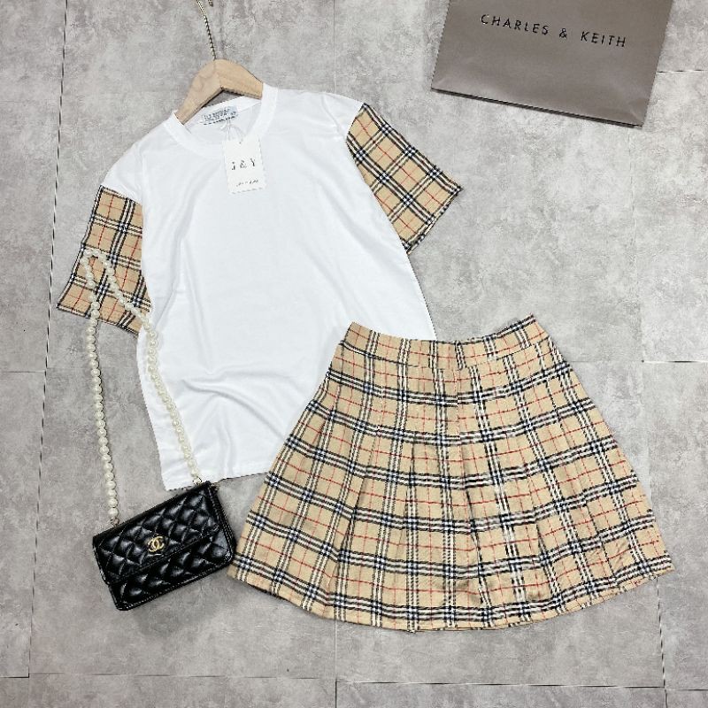 Sét áo phối mix chân váy BBR siêu xinh | BigBuy360 - bigbuy360.vn