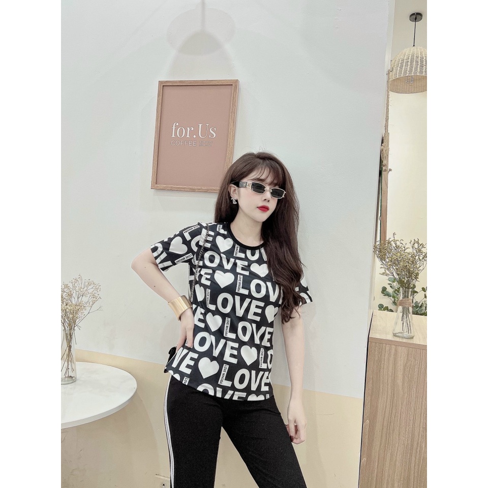 Đồ bộ dài thun lạng phối thun cotton họa tiết tim