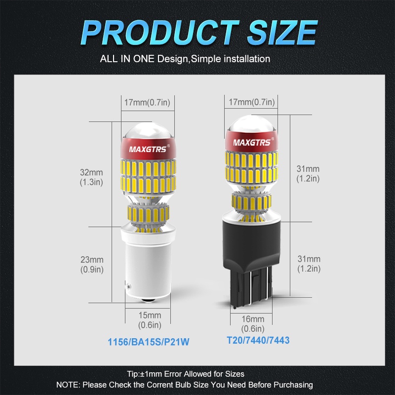 Set 2 Đèn LED Phanh Xe Tự Động 1156 BA15s 7506 P21W R10W R5W 7440 W21W 2000Lm