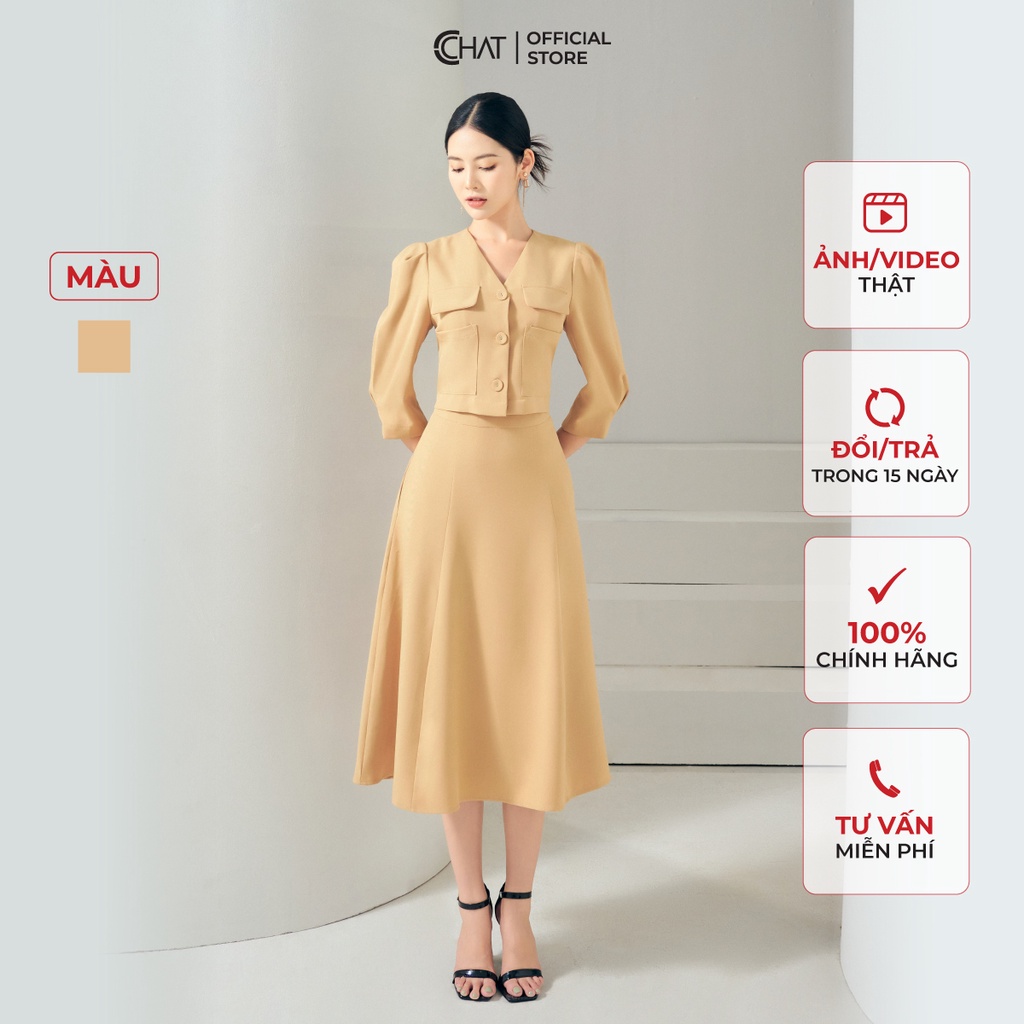 Set Đồ Nữ 𝐂𝐂𝐇𝐀𝐓 Áo Blazer Tay Lỡ Cổ V Chất Tuytsi Cao Cấp Phong Cách Trẻ Trung 22BDS2003XT