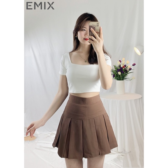 Chân váy tennis xếp ly EMIX  dáng ngắn 40cm, cạp cao, chữ A, xếp ly bản to, chất tuyết mưa CV305/P0K45