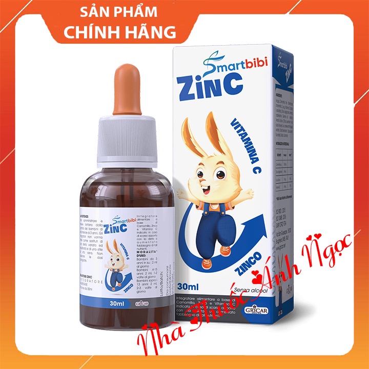 Kẽm cho bé Smartbibi Zinc Vitamin c - bổ sung kẽm cho bé, hỗ trợ bé hết biếng ăn, tăng cường sức đề kháng