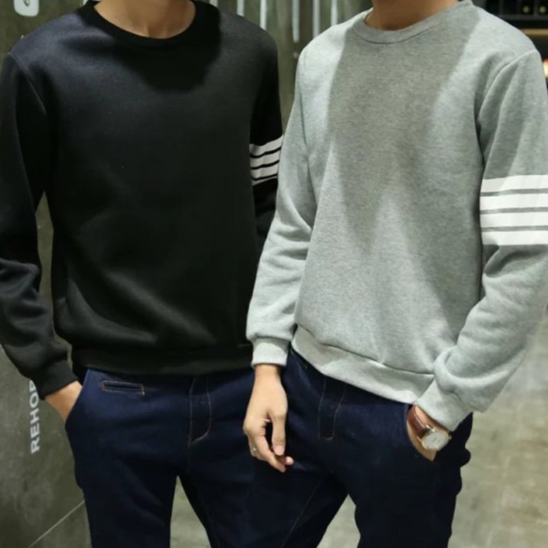 Áo Thun Nam Cổ Tròn Hàn Quốc 2 Sọc Cánh Tay | BigBuy360 - bigbuy360.vn