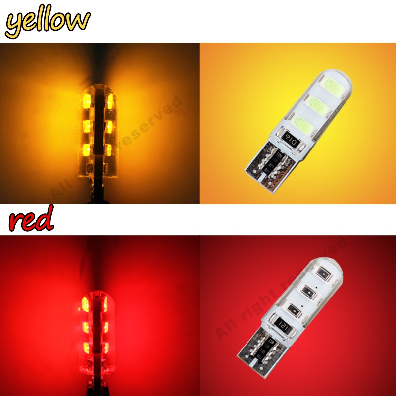 Bộ 2 led silicon T10 Tim Chữ Nhật HDC020 (6led)