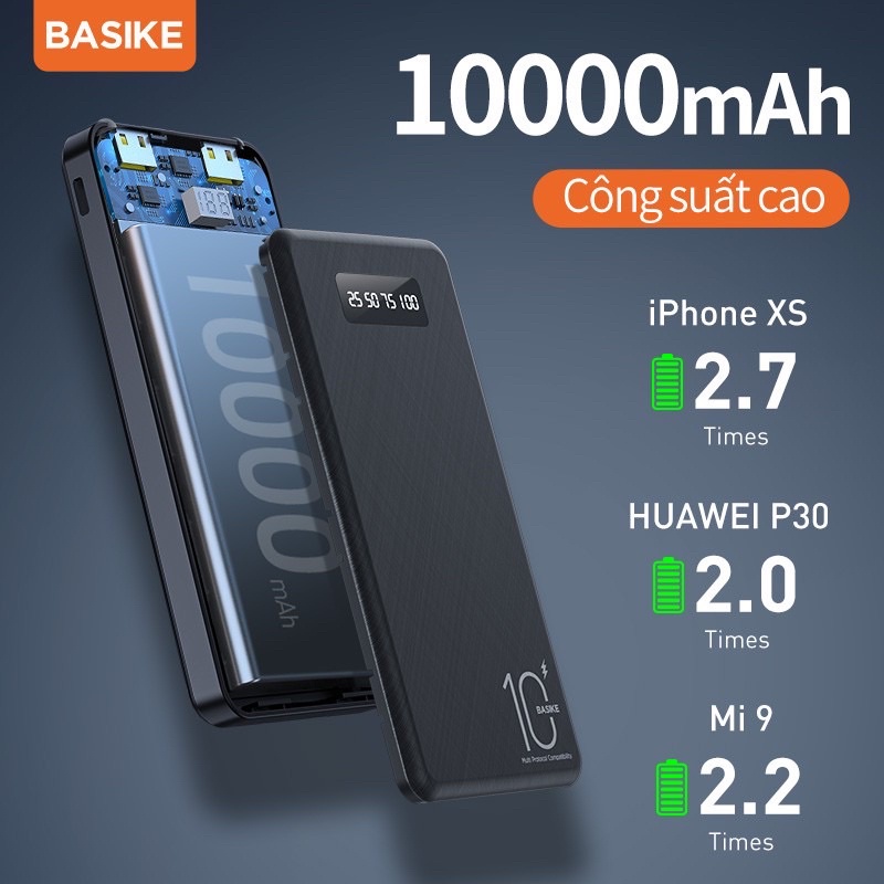 Sạc Dự Phòng Basike 10000mAh có màn hình led hiển thị BSK-PT69P