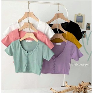 Áo kiểu croptop nút