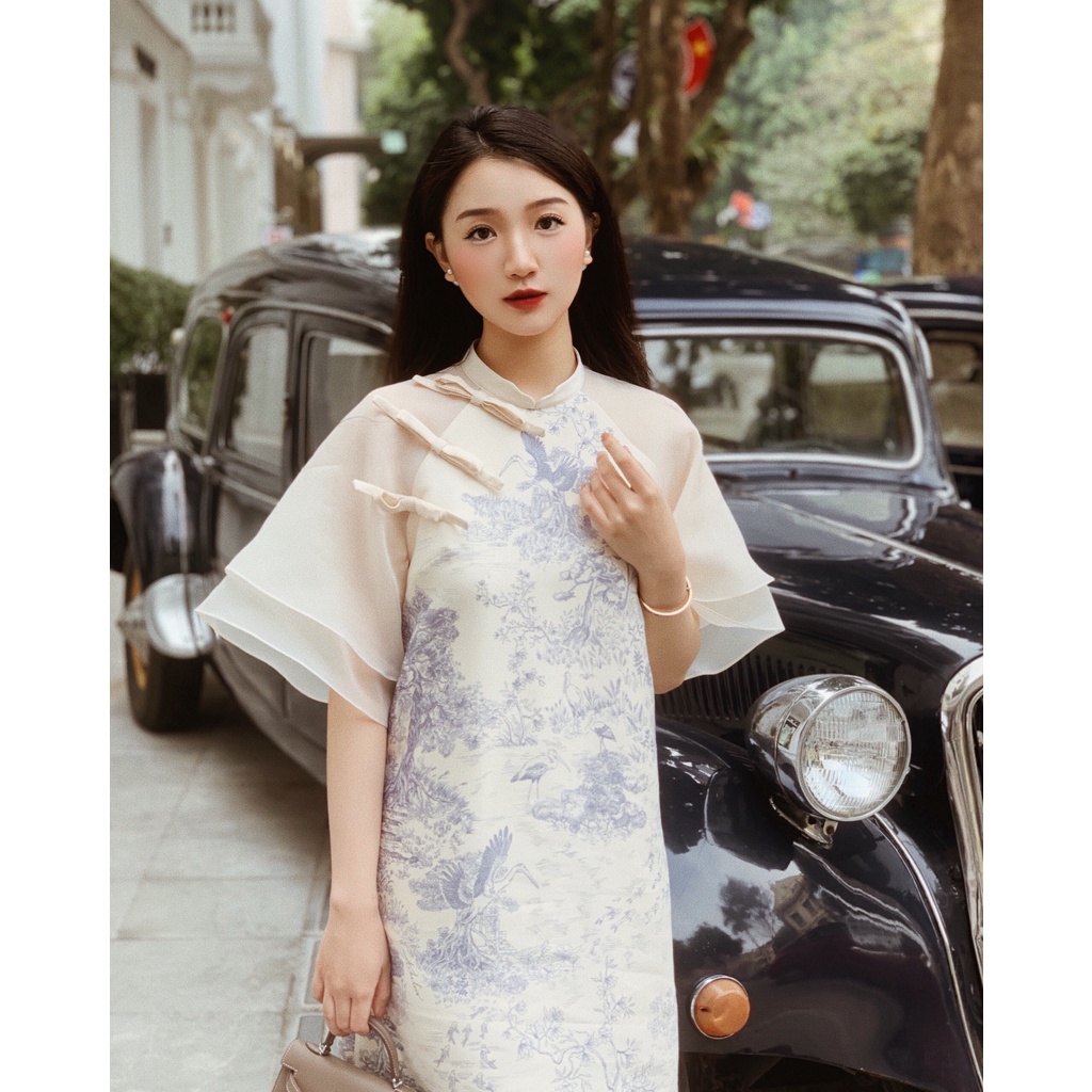 Achelois - Đầm họa tiết Toile De Jouy