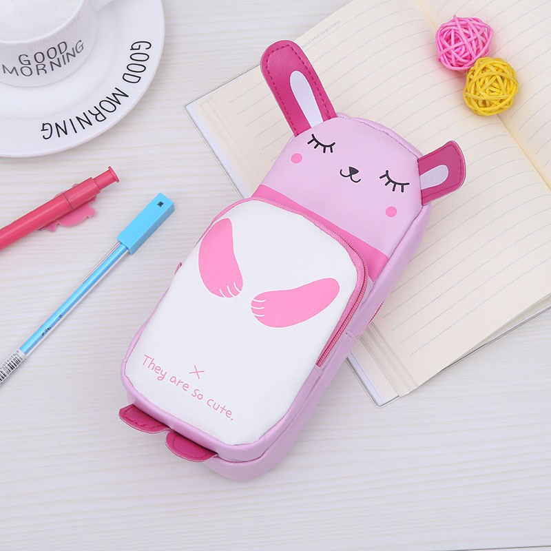 1 Túi Đựng Bút Bằng Da In Họa Tiết Hoạt Hình Dễ Thương Cho Bé