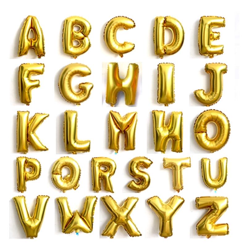 Bóng Chữ Cái Tông Màu Vàng Gold Size 16 Inch 40CM Loại 1 Trang Trí Sinh Nhật - K121