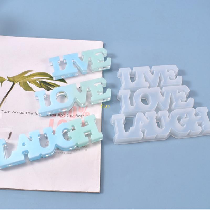 Khuôn Silicone Làm Mặt Dây Chuyền Thủ Công Hình Chữ LIVE LOVE LAUGH Doorplate