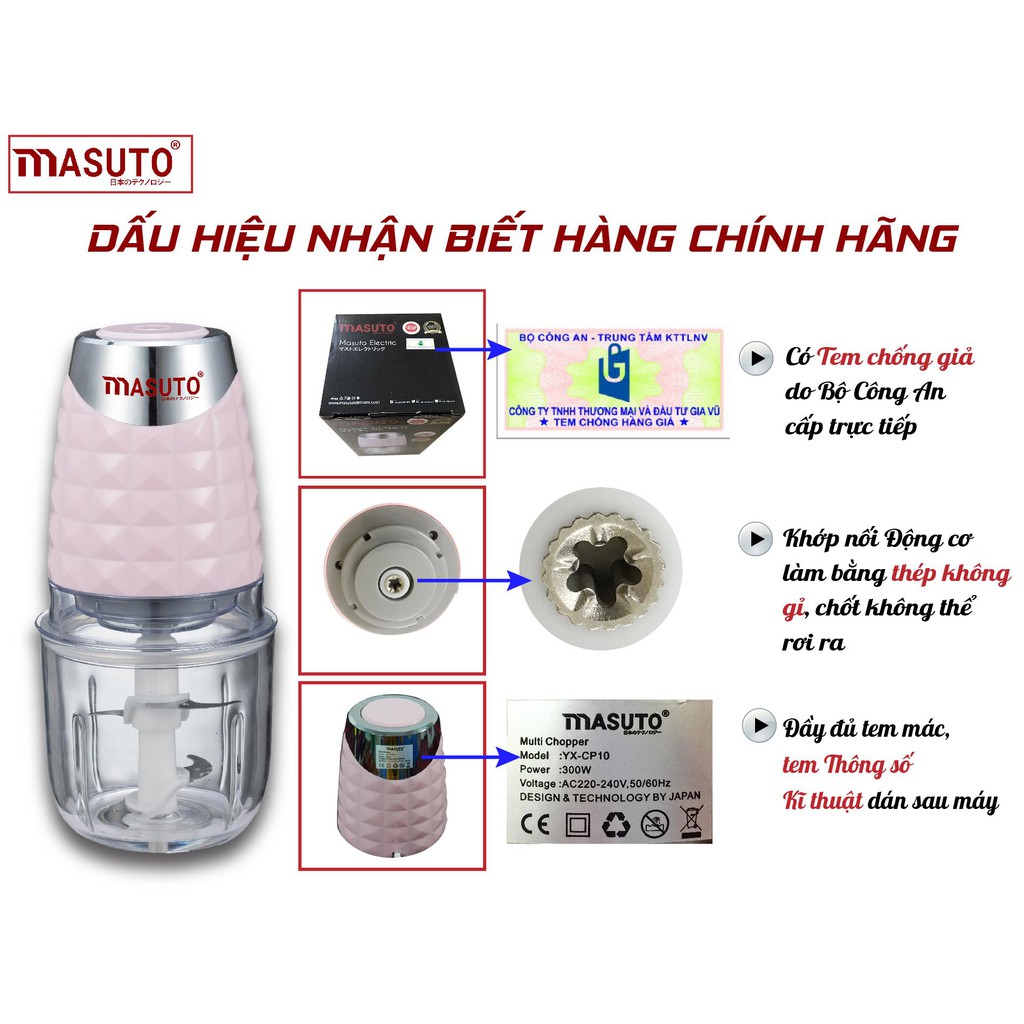 Máy xay sinh tố đa năng Masuto cối 0,6L say thịt đồ ăn dặm tỏi ớt siêu nhuyễn chỉ 10s MUA 1 TĂNG 1