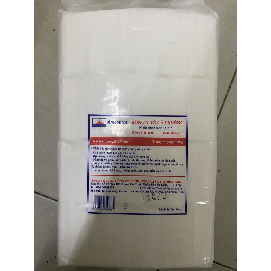 Bông miếng Y tế Bình Minh 7x7 500g