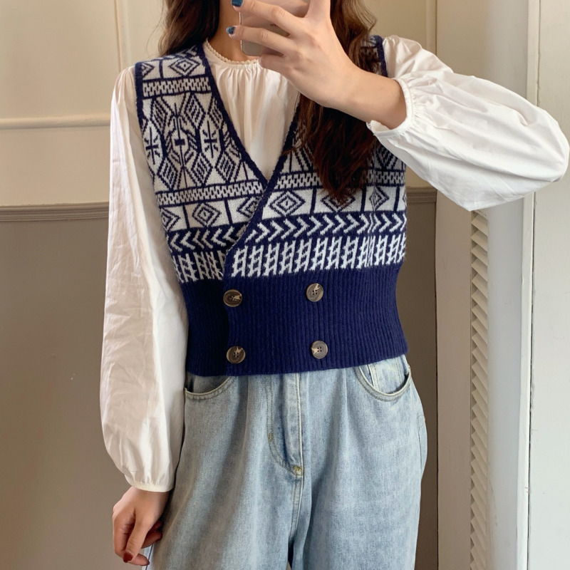 Áo Khoác Len Cổ Chữ V Phong Cách Hàn Quốc Cá Tính Thời Trang Cho Nữ