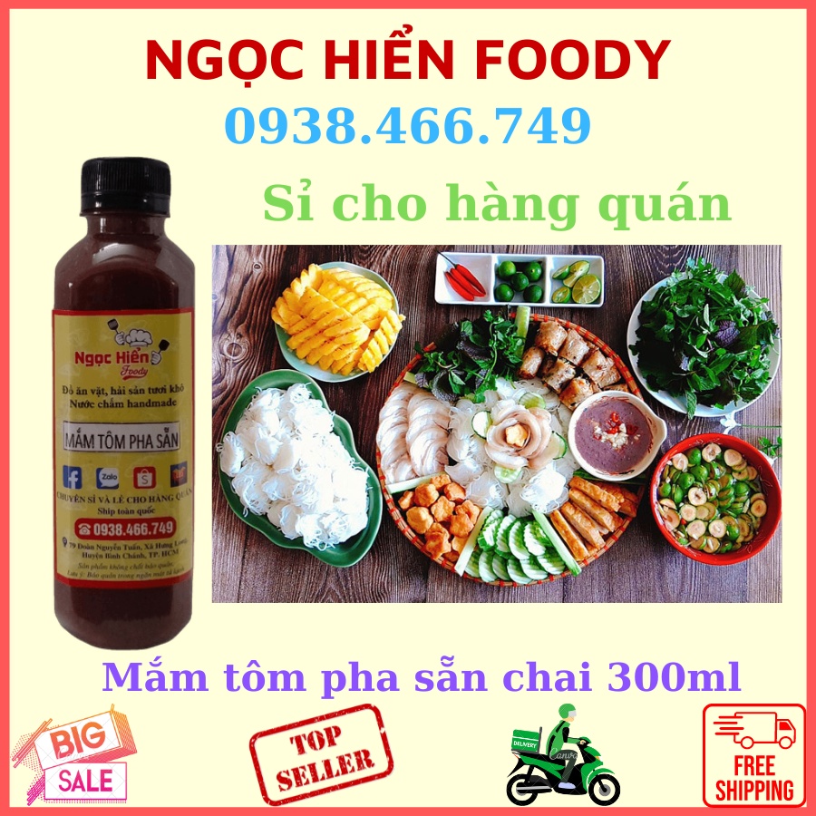 Mắm tôm pha sẵn nhà làm, đậm đà thơm ngon, 1 chai 370g, NGỌC HIỂN FOODS