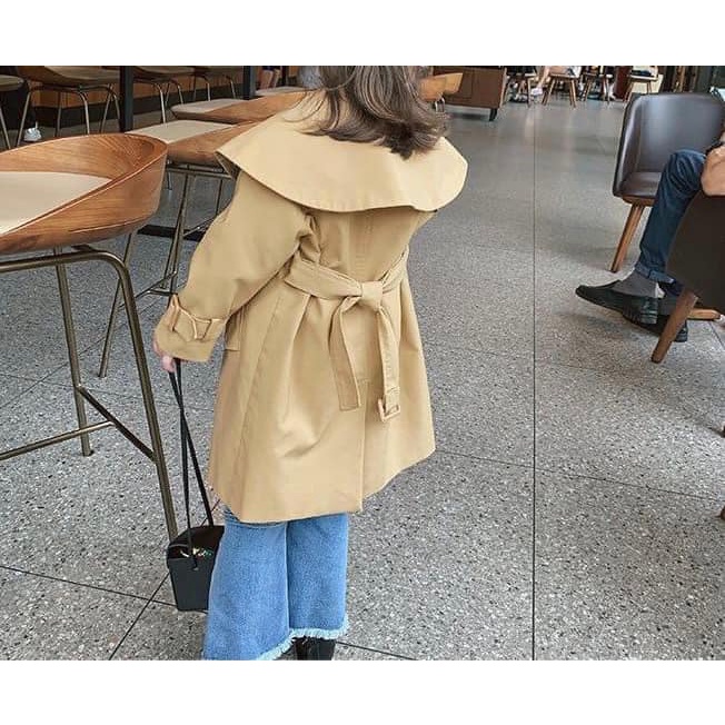Áo khoác bé gái mangto kaki dáng dài hàng Quảng Châu L1