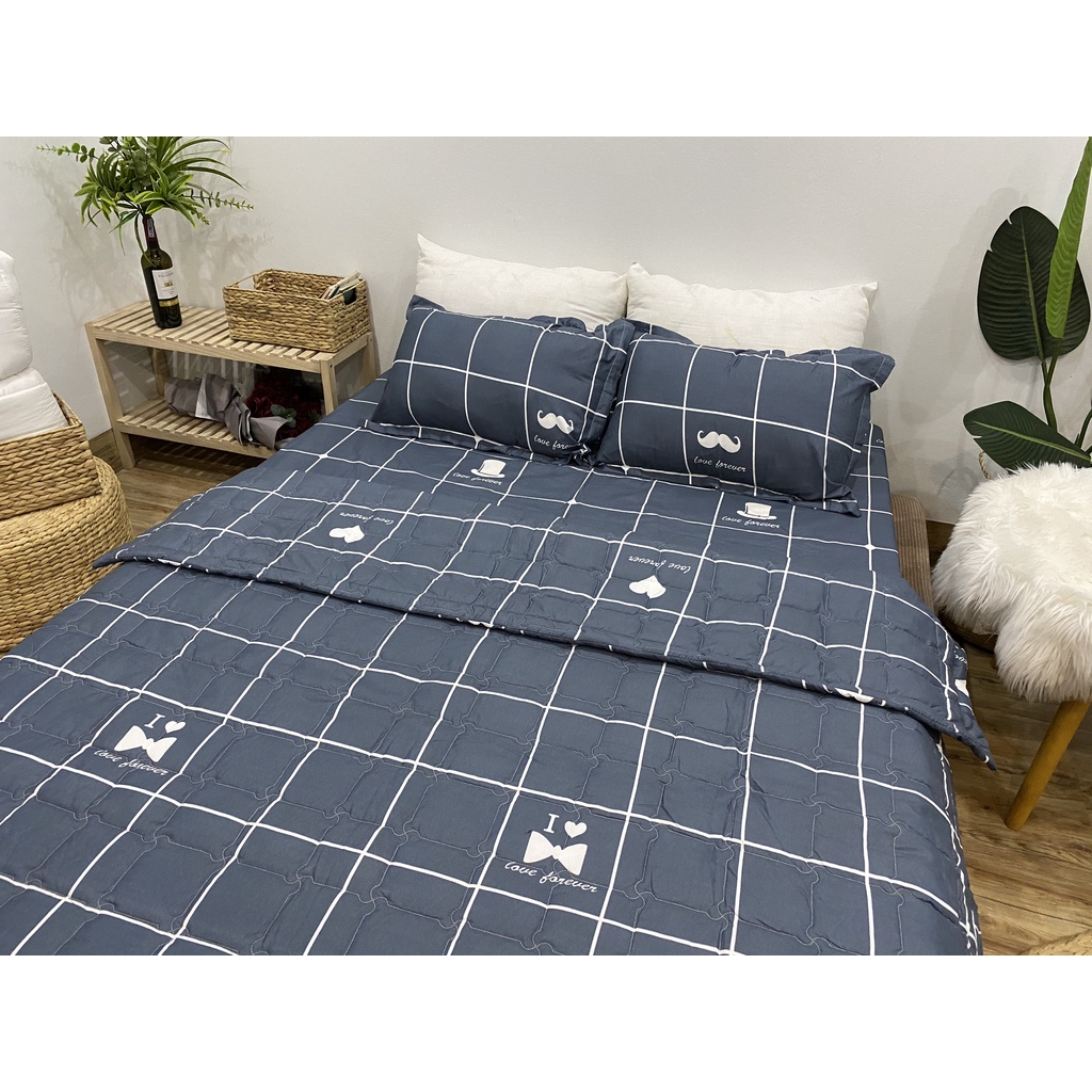 Ga trải giường Kẻ karo vương miện,đủ kích thước 1m,1m2,1m4,1m5,1m6,1m8 | BigBuy360 - bigbuy360.vn
