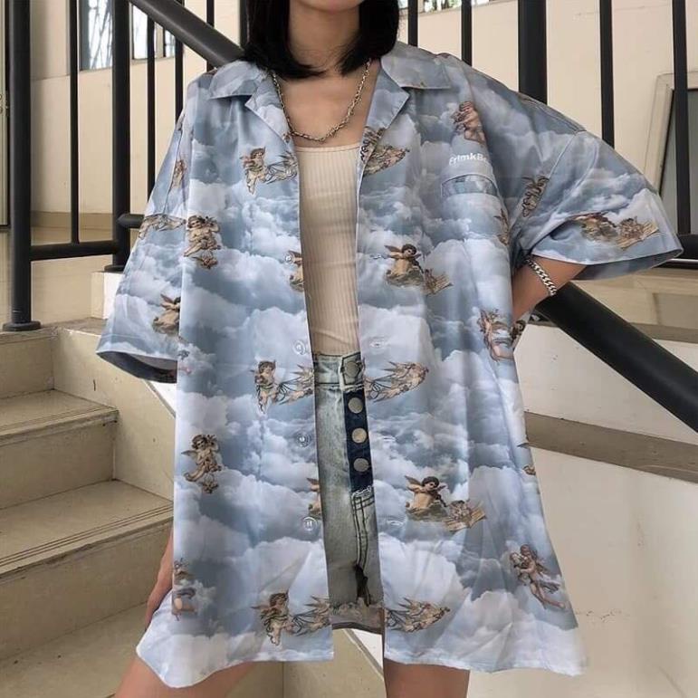 Áo sơ mi nam nữ loang màu in hình THIÊN THẦN cực hot Đẹp