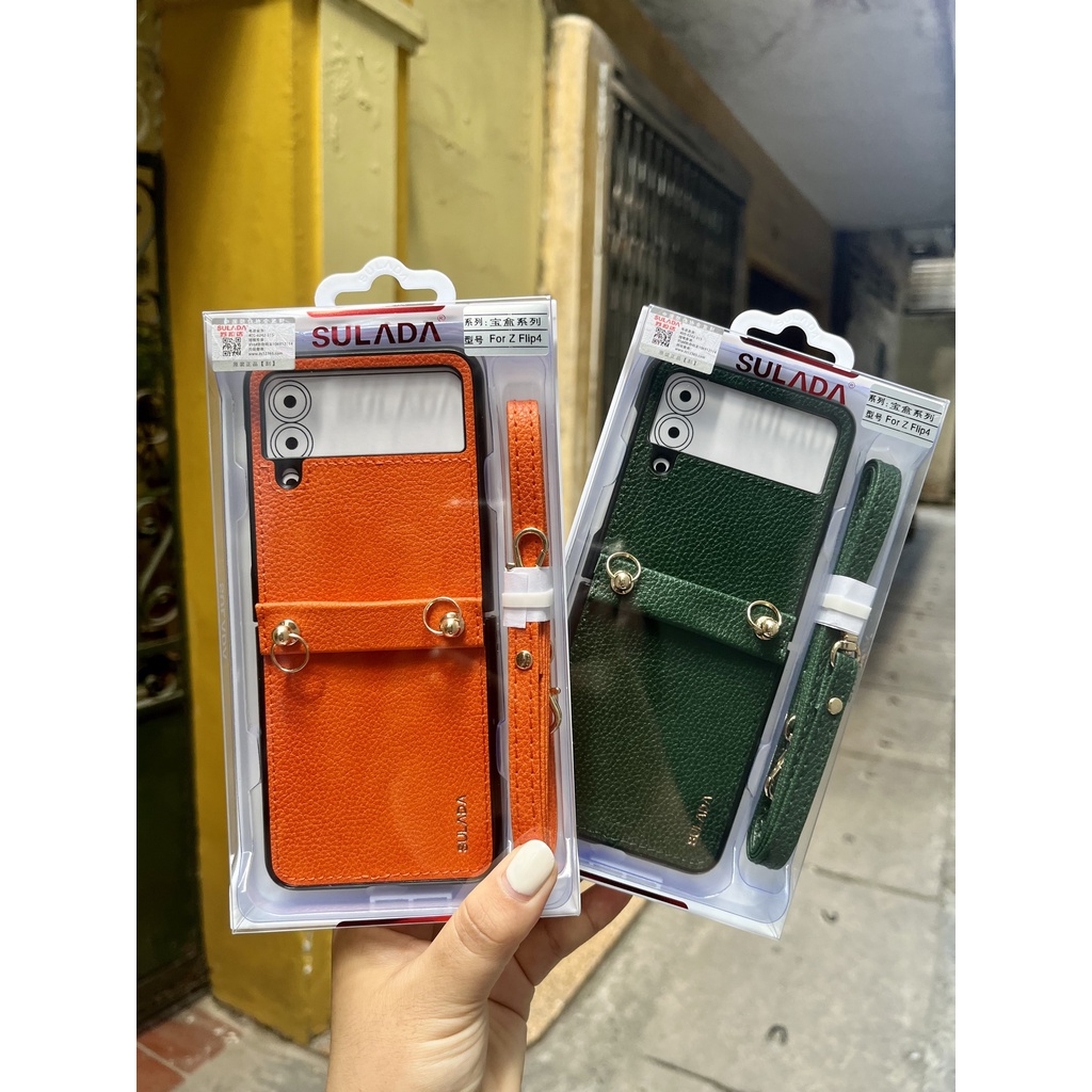 CHÍNH HÃNG Ốp lưng SULADA da sần cao cấp samsung ZFOLD3, ZFLIP3 ZFLIP4 5G Z FOLD FLIP 3 4 KÈM DÂY ĐEO