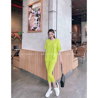 Bộ thun trơn basic tay lỡ Bộ thun trơn nữ chất đẹp