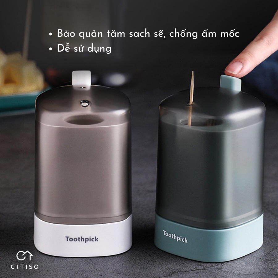 Hộp đựng tăm xỉa răng tự động - hũ tăm nhấn nút lấy tăm tiện lợi Citiso