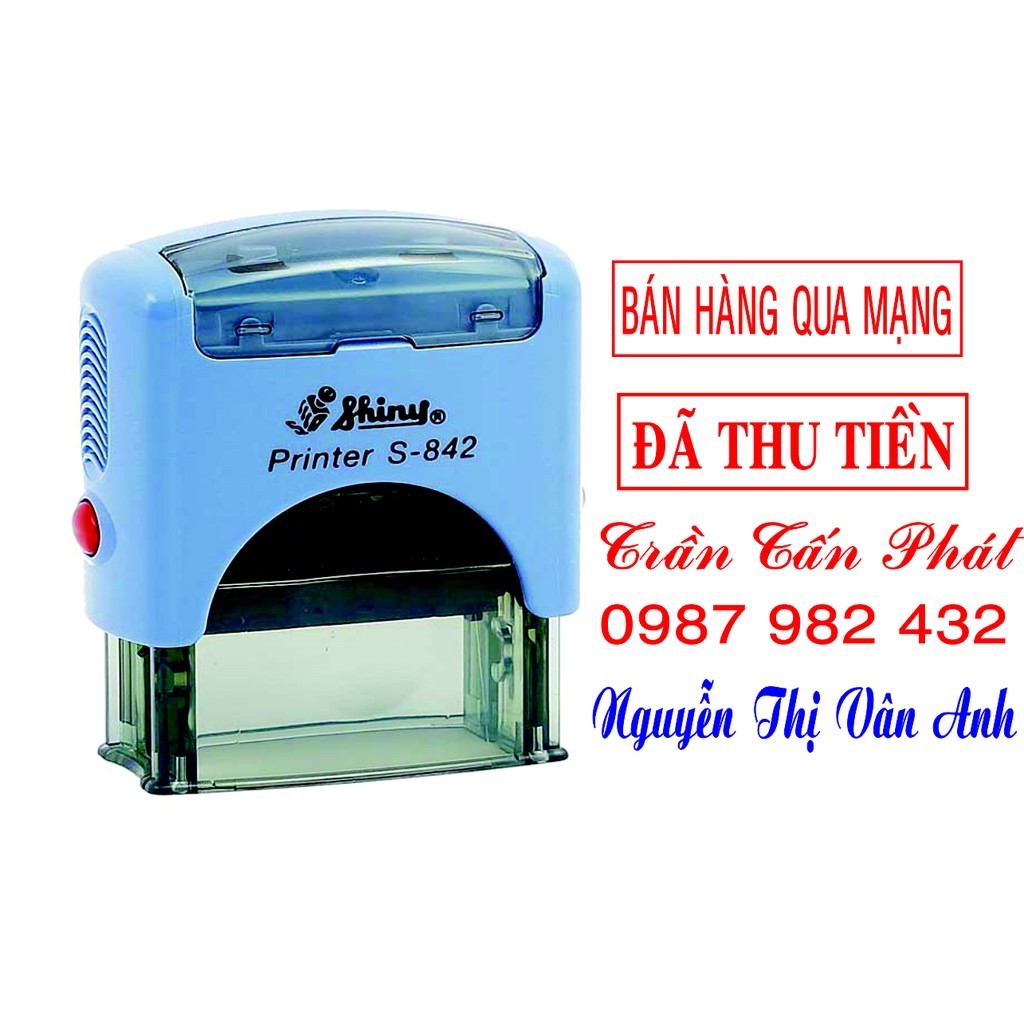 Khắc dấu tên 2 dòng Shiny S842 đã bao gồm nội dung 1 dòng và khay mực (tùy chọn màu mực và nội dung)