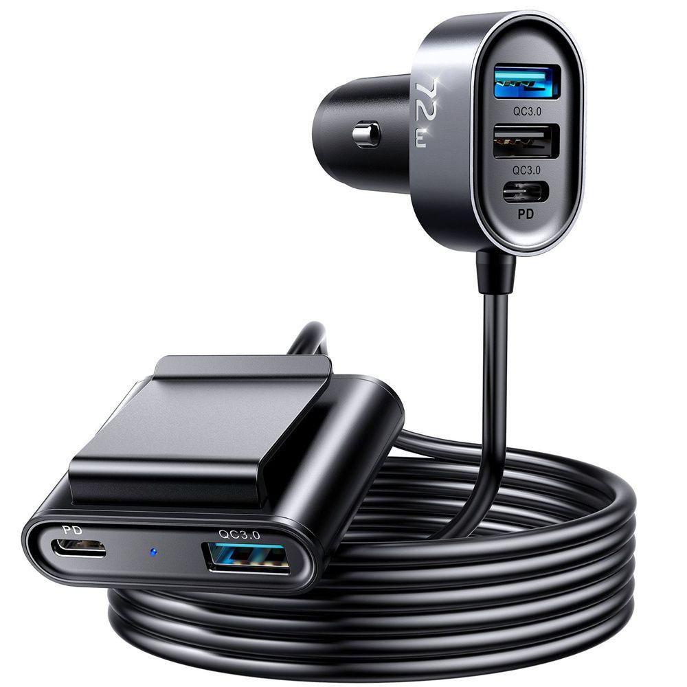 Tẩu Sạc Nhanh 5 Cổng USB Type C & PD 72W Cho Xe Ô Tô