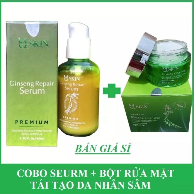Combo Tái Tạo Da Nhân Sâm Genshin Repair(Premium) &amp; Bột Rửa Mặt Mq Skin