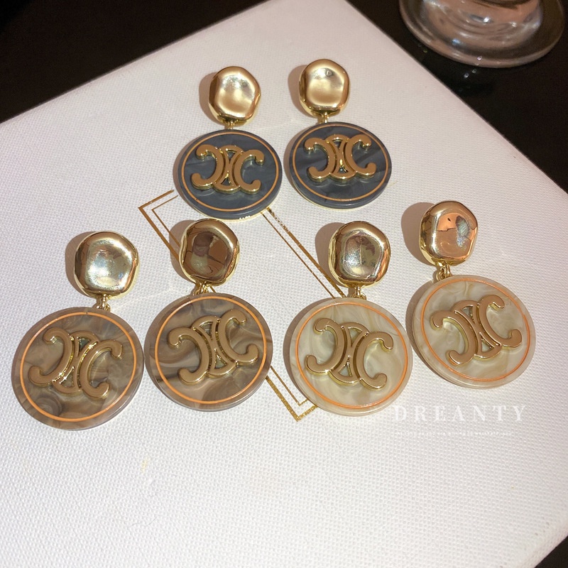 Bông Tai Hình Tròn Họa Tiết Chữ Bằng Bạc Thời Trang Cao Cấp Cho Nữ