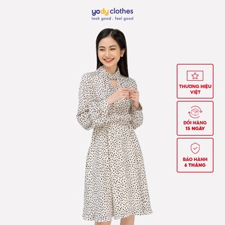 Đầm chun cổ xoắn YODY vải voan thanh lịch duyên dáng VDN3604