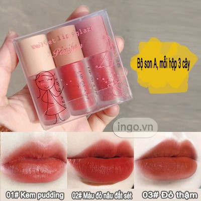 Son Kem Peinifen Velvet Mini Lip 3 Màu nude Chống Nước  Lâu Trôi ，Dưỡng Ẩm, Màu Cực Kì Trend，Hot Trend