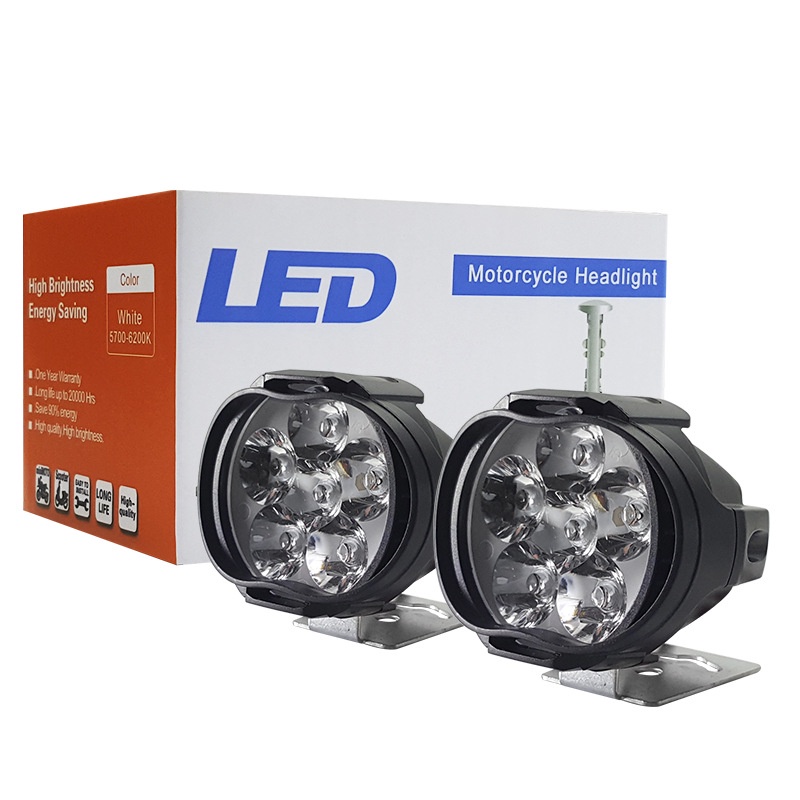 Set 2 Đèn Pha 6 Bóng Led 5000KSpotlight Siêu Sáng Có Giá Đỡ Dành Cho Xe Mô Tô / Xe Hơi