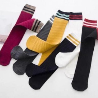 Set 5 Đôi Tất Cotton Cao Đùi Học Sinh Cho Bé Gái (5 đôi 5 màu )  { S115 }