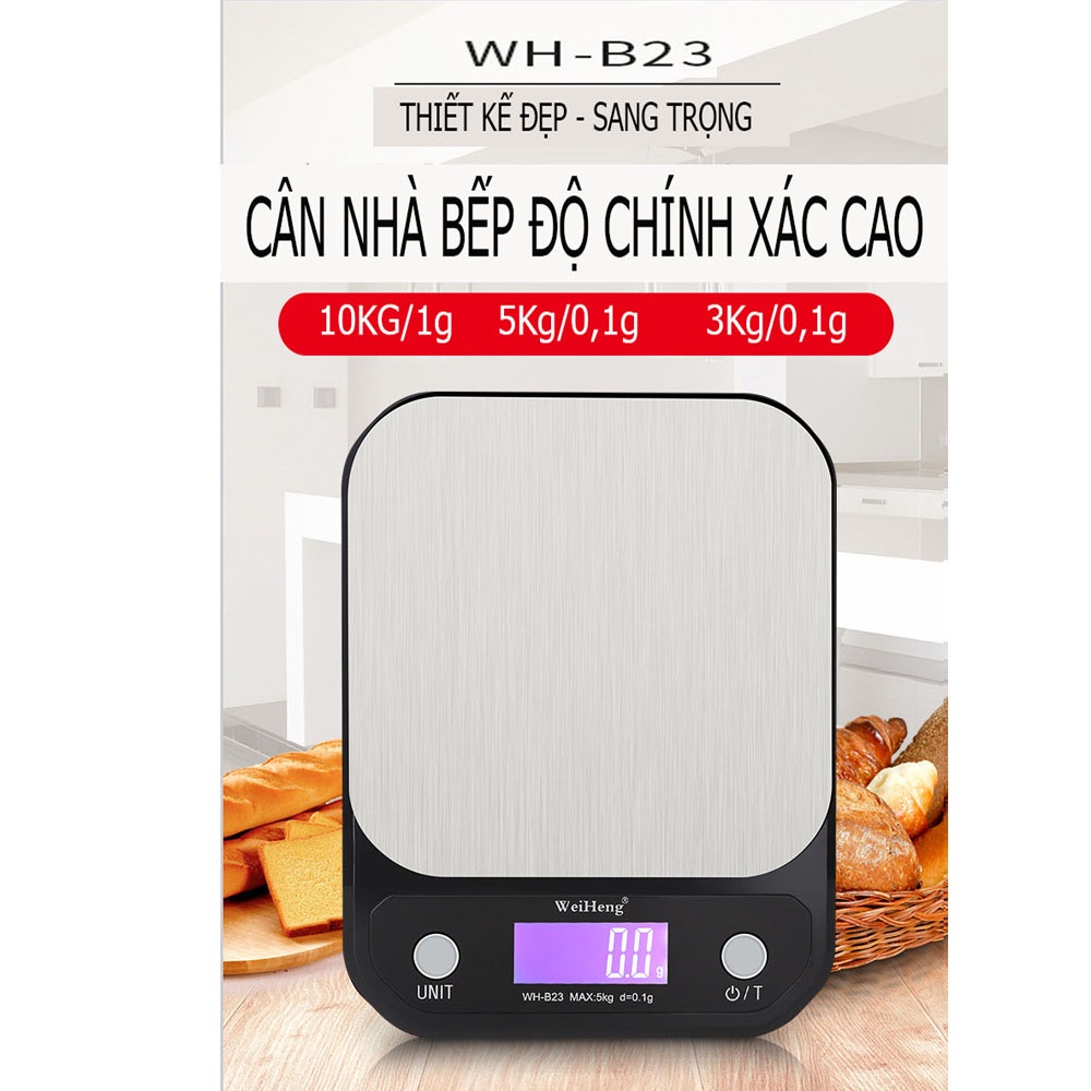 Cân điện tử nhà bếp KHALIK WH B23 dùng pin dành cho nhà bếp, quán cafe, tiệm bánh độ chính xác cao