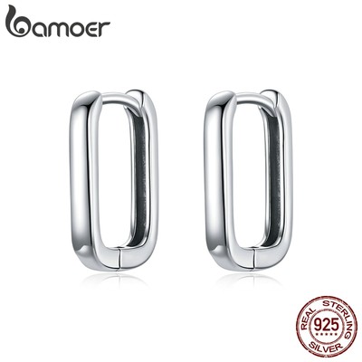 BAMOER Bông Tai bạc 925 Hình Vuông Phong Cách Pháp Cổ Điển Thời Trang Cho Nữ bse478